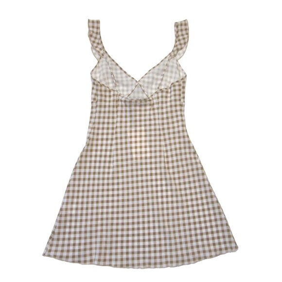NWT Realisation The Hazel in Tan Gingham Silk Short Mini Tank Dress M $230 - Picture 11 of 14
